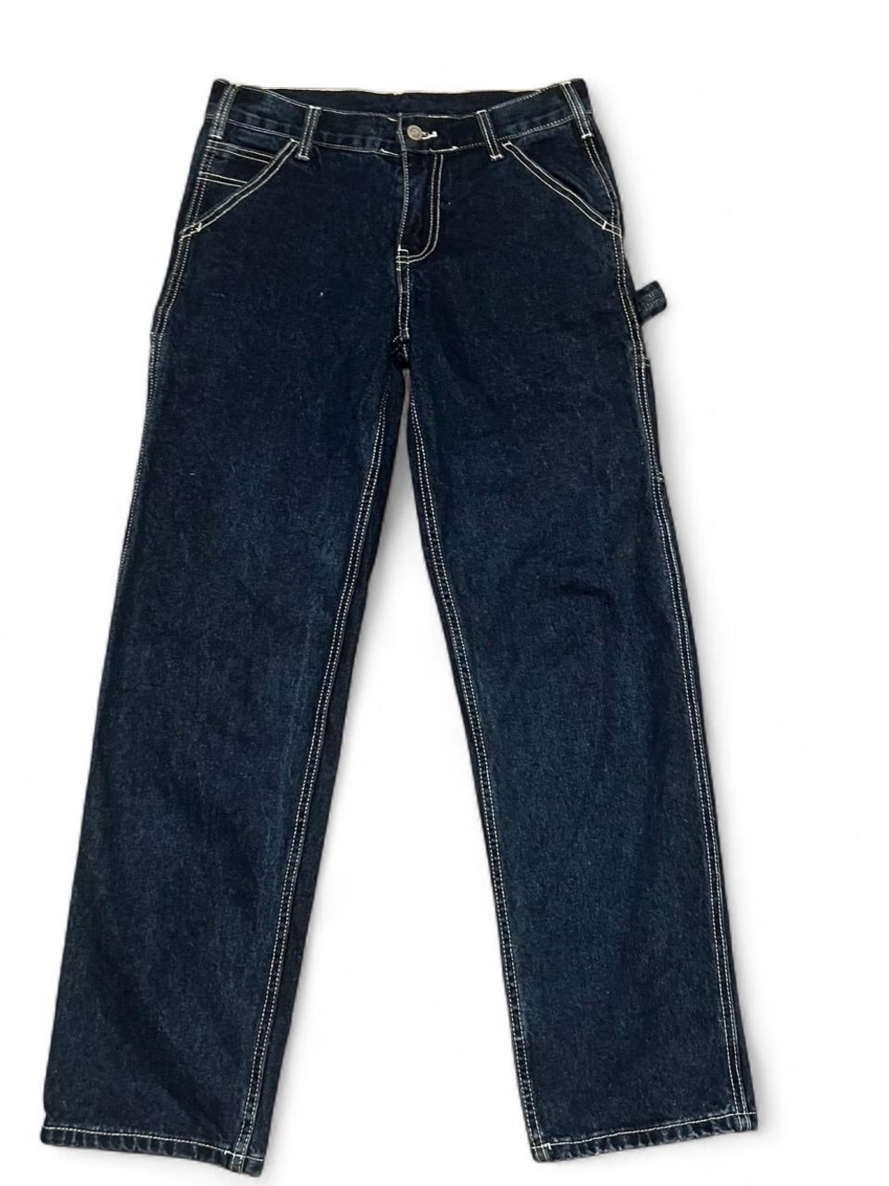 Brandy Melville Dark Indigo Straight-Leg Jeans with Contrast Stitching